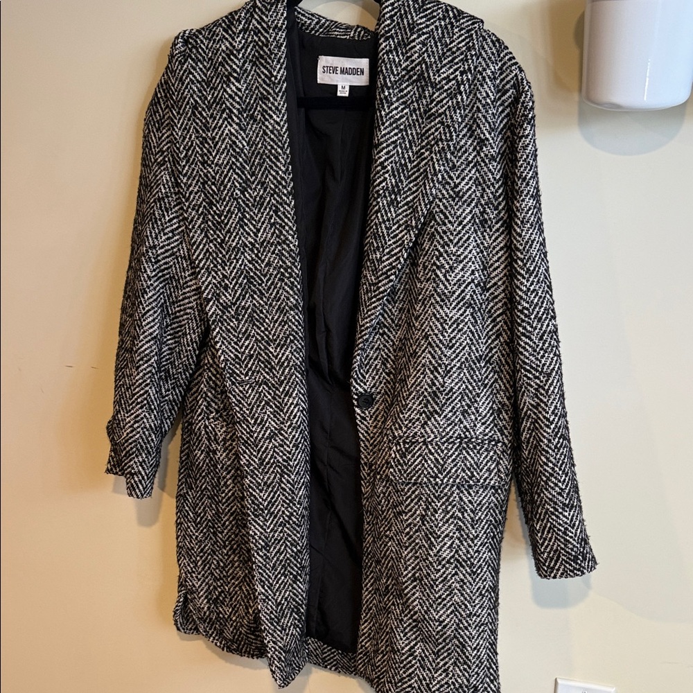 Steve Madden Black and White Women's Blazer/Coat